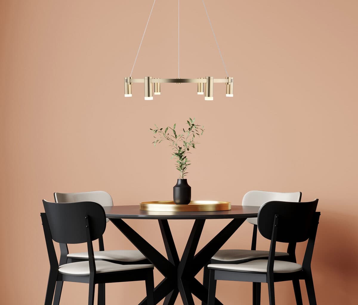 Warm,Peach,Fuzz,2024,Color,Trend,Dining,Room.,Black,Round